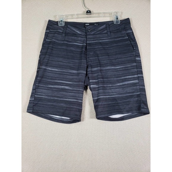 Public Opinion Shorts Mens 29 Polyester Gray Striped Pockets Mid Rise Skater - Picture 1 of 13